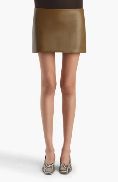 Khaite Jett Lambskin Leather Miniskirt In Green