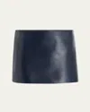 Khaite Jett Leather Mini Skirt In Navy