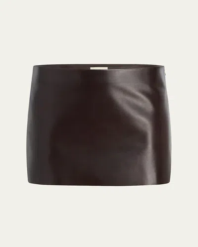 Khaite Jett Leather Mini Skirt In Mud