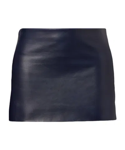 Khaite Jett Leather Miniskirt In Blue
