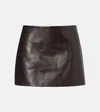 Khaite Jett Leather Miniskirt In Brown
