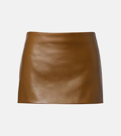 Khaite Jett Leather Miniskirt In Brown
