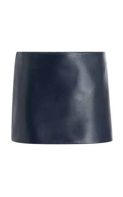 Khaite Jett Leather Skirt In Navy