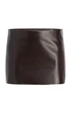 Khaite Jett Mid-rise Leather Mini Skirt In Brown