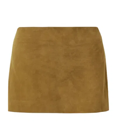 Khaite Jett Suede Mini Skirt In Brown