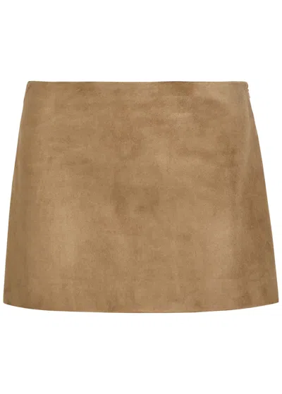 Khaite Jett Suede Mini Skirt In Brown