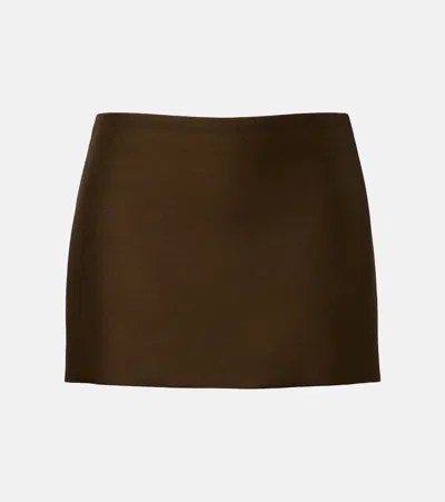 Khaite Jett Wool And Silk Cady Miniskirt In Brown