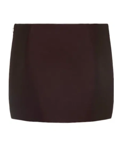 Khaite Jett Wool Blend Mini Skirt In Brown