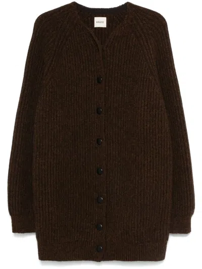 Khaite Chestnut Brown Cashmere Jina Cardigan