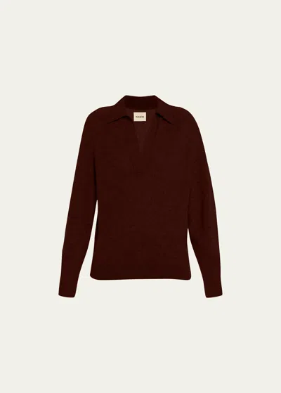 Khaite Jo Cashmere Featherweight-knit Sweater In Red