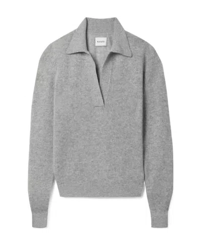 Khaite Jo Cashmere Polo Jumper In Gray