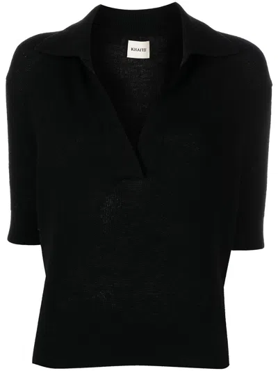 Khaite Jo Shrunken Stretch Cashmere Top In Black