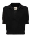Khaite Shrunked Jo Cashmere-blend Polo Sweater In Black