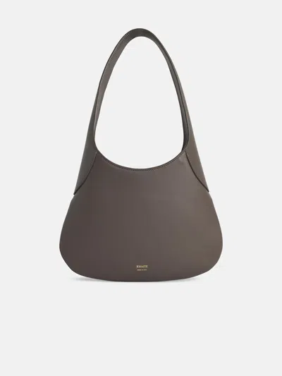 Khaite 'joan' Small Grey Leather Bag In Sand