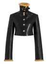 Khaite Jodie Cropped Shearling-trimmed Leather Jacket In Black