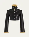 Khaite Jodie Cropped Shearling-trimmed Leather Jacket In Black