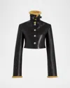 Khaite Jodie Cropped Shearling-trimmed Leather Jacket In Black