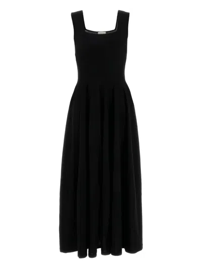 Khaite Jodie Sleeveless Square-neck Dress In Black