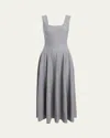 Khaite Jodie Square-neck Sleeveless Maxi Dress In Gray