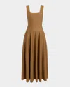 Khaite Jodie Square-neck Sleeveless Maxi Dress In Brown