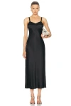 Khaite Joely Empire Waist Satin Dress In Black