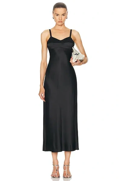 Khaite Joely Empire Waist Satin Dress In Black