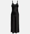 Khaite Joely Empire Waist Satin Dress In Black