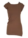 Khaite Josif Asymmetric-neckline T-shirt In Brown