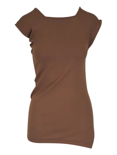 Khaite Josif Asymmetric-neckline T-shirt In Brown