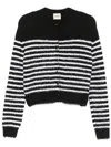 Khaite Jules Striped Silk And Cashmere Cardigan In Black