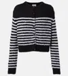 Khaite Jules Striped Silk And Cashmere Cardigan In Multi