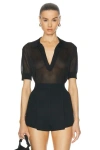 Khaite Julita Cropped Polo Top In Black