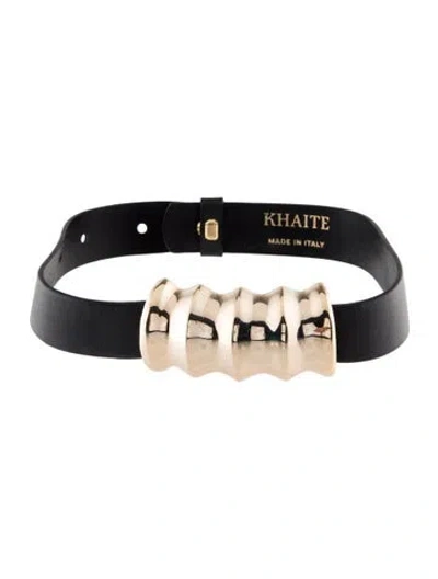 Pre-owned Khaite Julius Embellished Leather Choker, 15.5" In Black