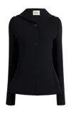 Khaite June Hooded Crepe Jacket In Blue