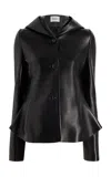 Khaite June Hooded Plonge Leather Jacket In Black