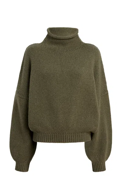 Khaite Juniper Turtleneck Cashmere Sweater In Olive