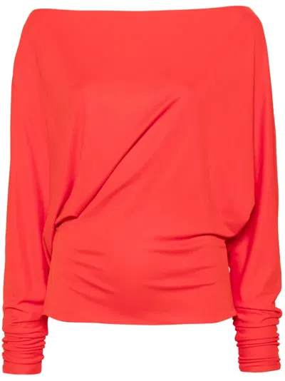 Khaite Juno Dolman-sleeve Top In Red