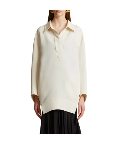 Khaite Kal Silk Shirt Dress In White