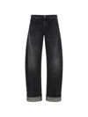 Khaite Black Denim Karo Low-rise Cuffed Jeans In Black
