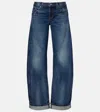 Khaite Karo Mid-rise Barrel-leg Jeans In Blue