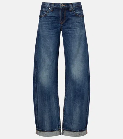 Khaite Karo Mid-rise Barrel-leg Jeans In Blue