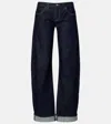 Khaite Karo Mid-rise Barrel-leg Jeans In Blue