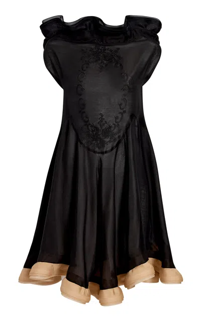 Khaite Keaton Embroidered Knee-length Dress In Black