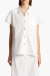 Khaite Keefe Short-sleeve Button-down Shirt In White