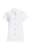 Khaite Keefe Short-sleeve Button-down Shirt In White