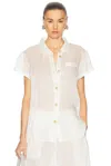Khaite Keefe Short-sleeve Button-down Shirt In Silver