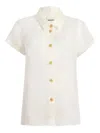 Khaite Keefe Short-sleeve Button-down Shirt In Silver