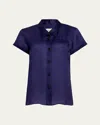 Khaite Keefe Short-sleeve Silk Shirt In Purple