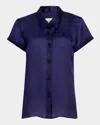 Khaite Keefe Short-sleeve Silk Shirt In Amethyst