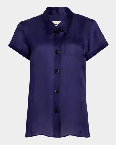 KHAITE KEEFE SHORT-SLEEVE SILK SHIRT